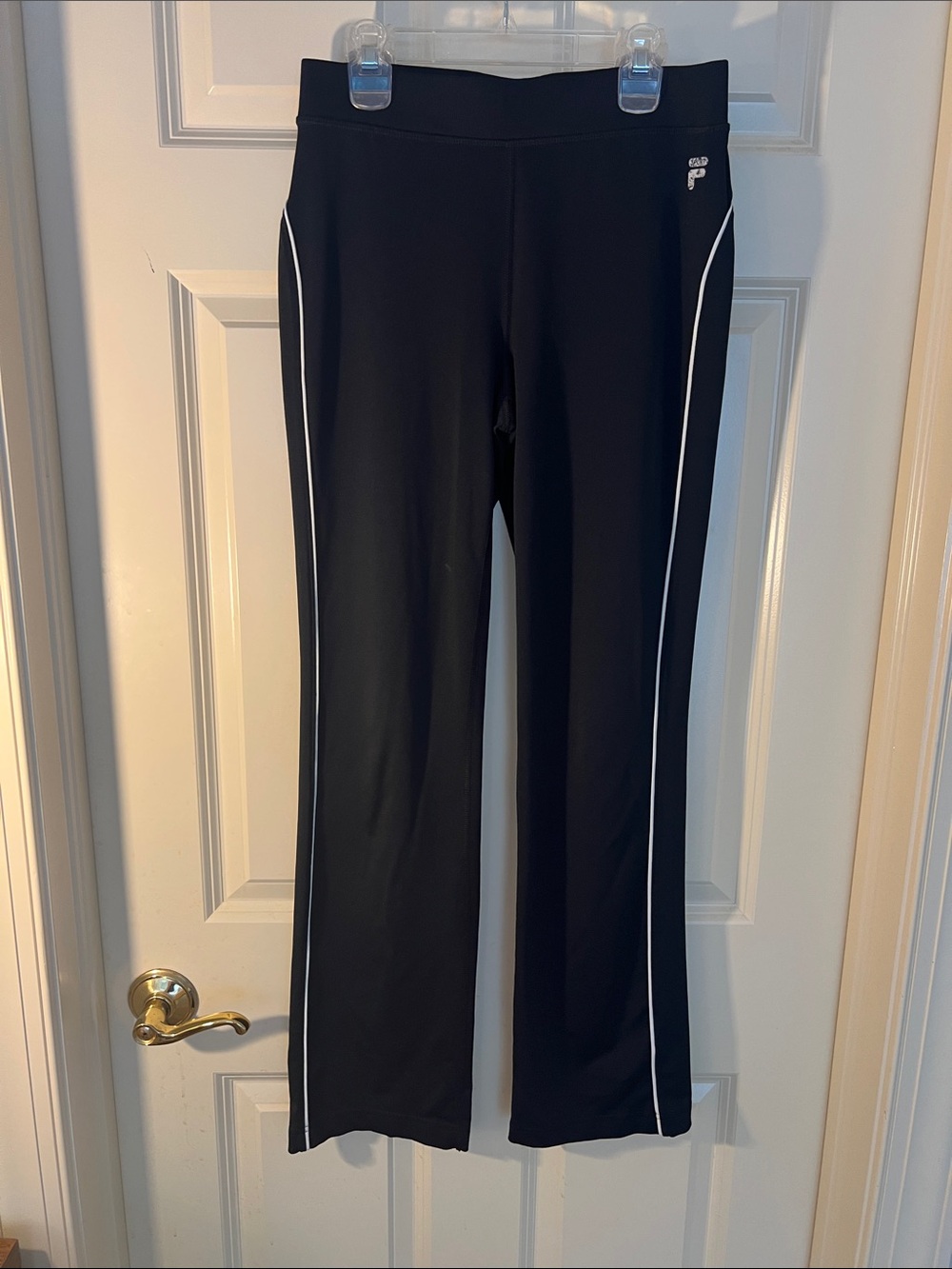 Fila Black Track Pants with White Side Piping